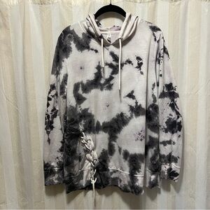 Tie-Dye Hoodie with Lace-Up Detail
